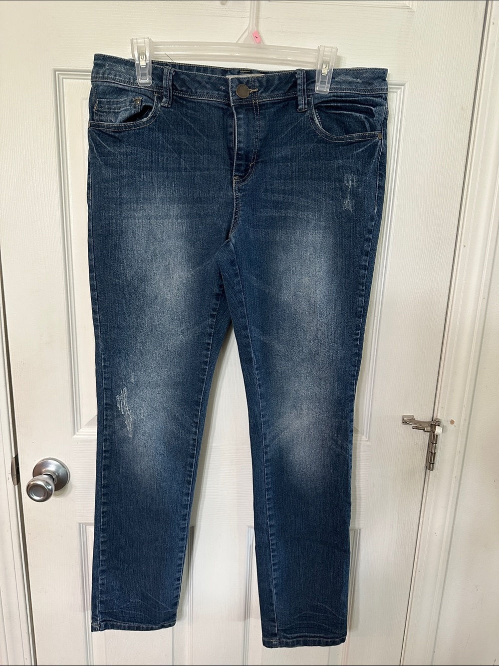 Route 66 Dark Wash Skinny Jeans with Faded Detail